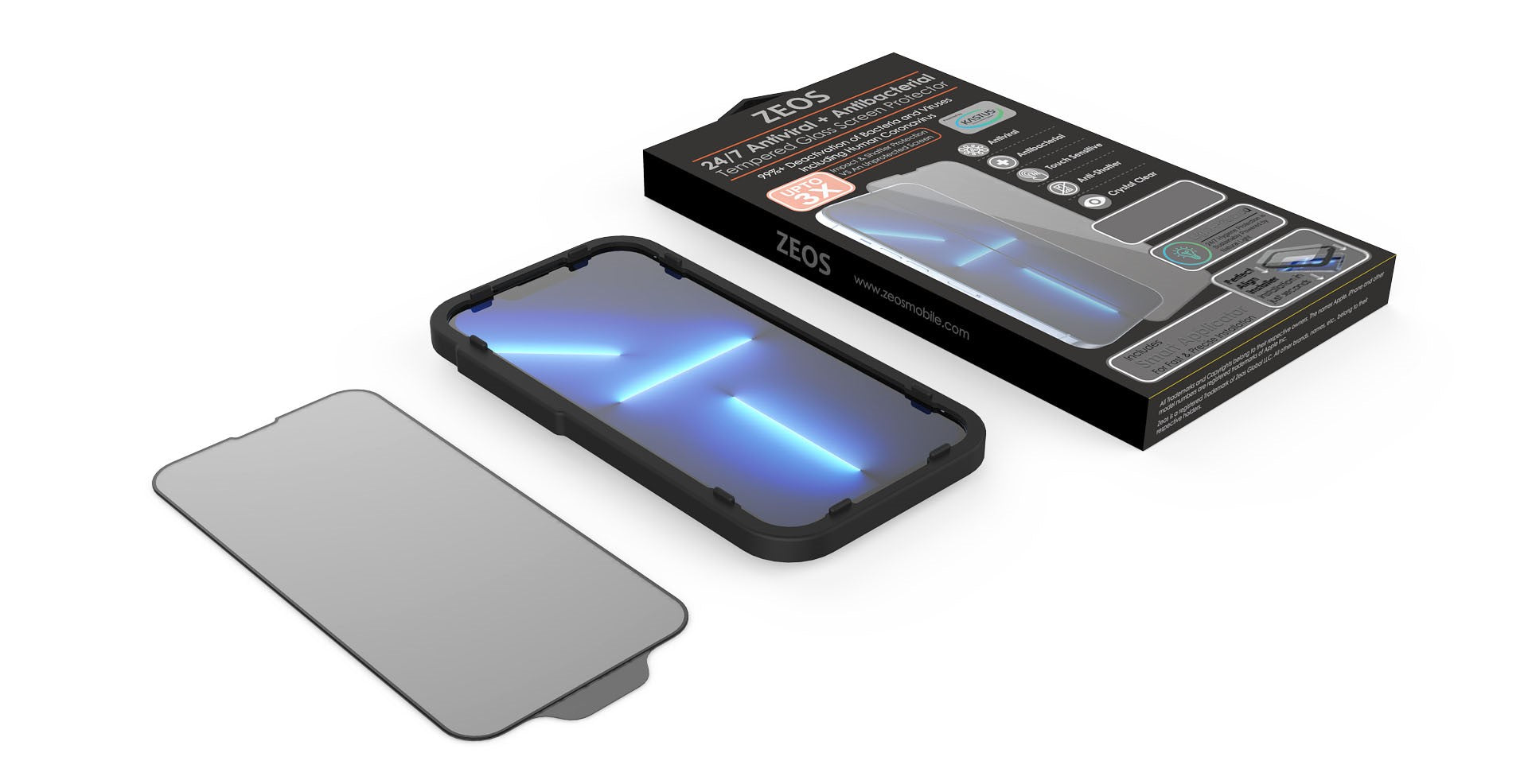 Zeos ClearDefence Anti-Viral and Anti-Bacterial tempered glass Screen Protectors for iPhone 12 mini