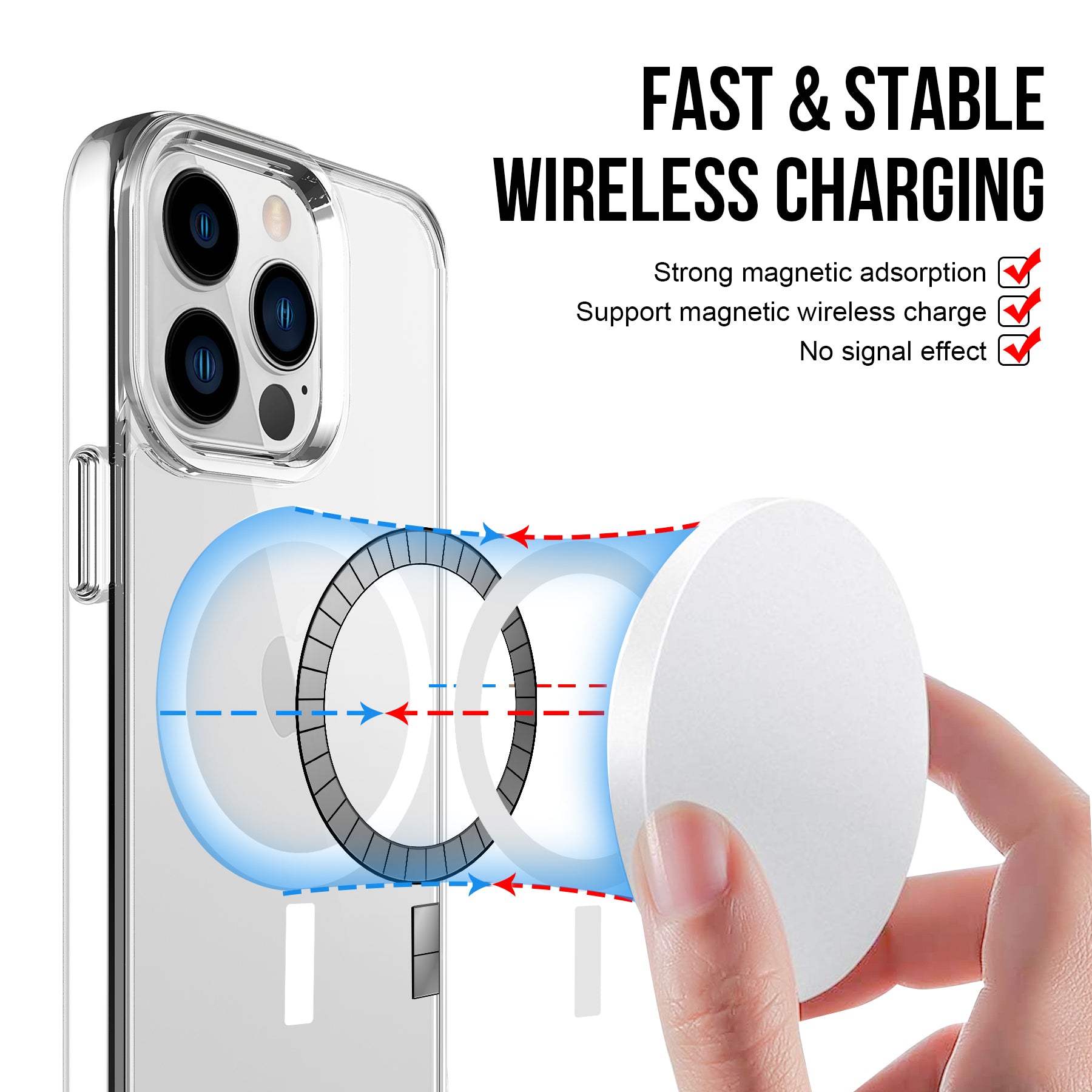 ZEOS KLARITY-MS Magnetic Protective Clear CASE for iPhone 13 Pro Max